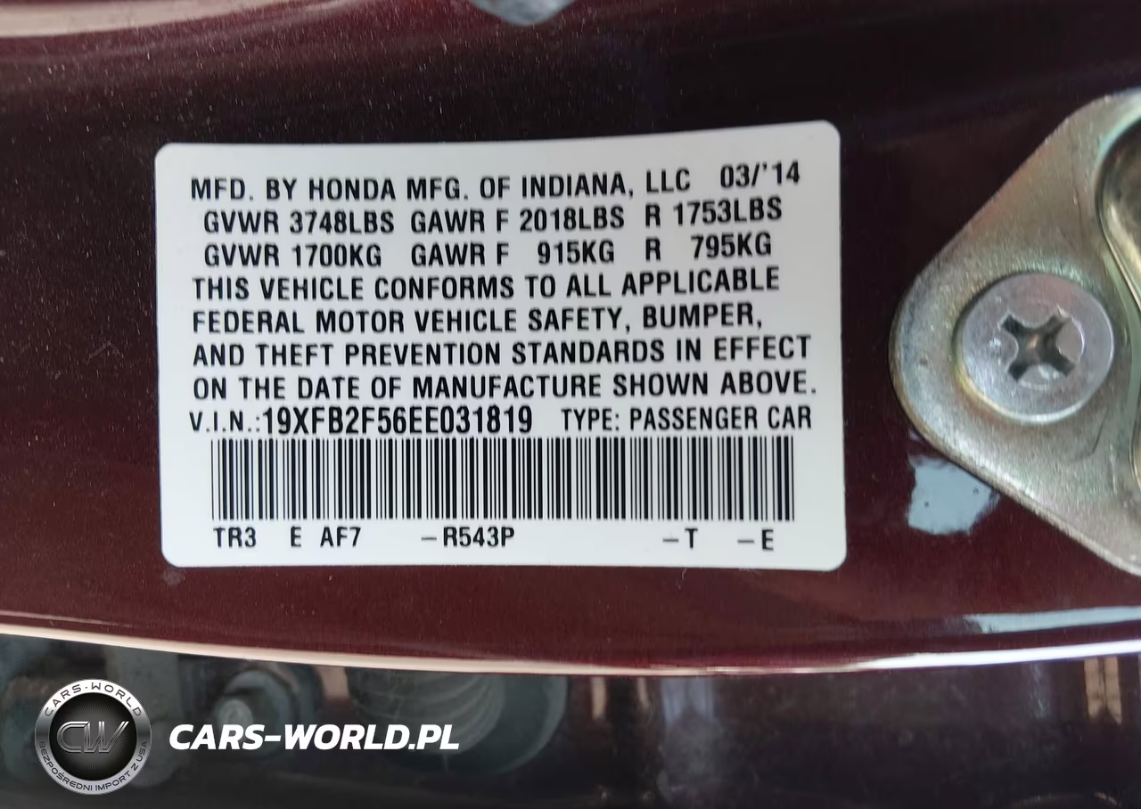 2014 Honda Civic Lx VIN:19XFB2F56EE031819 - 9