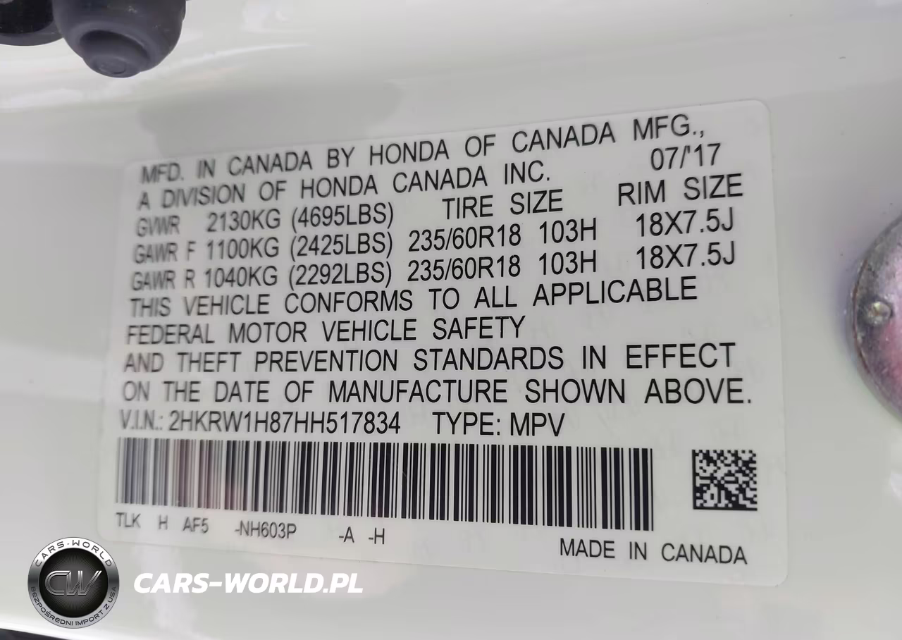 2017 Honda Cr-V Ex-L-Ex-L Navi VIN:2HKRW1H87HH517834 - 9