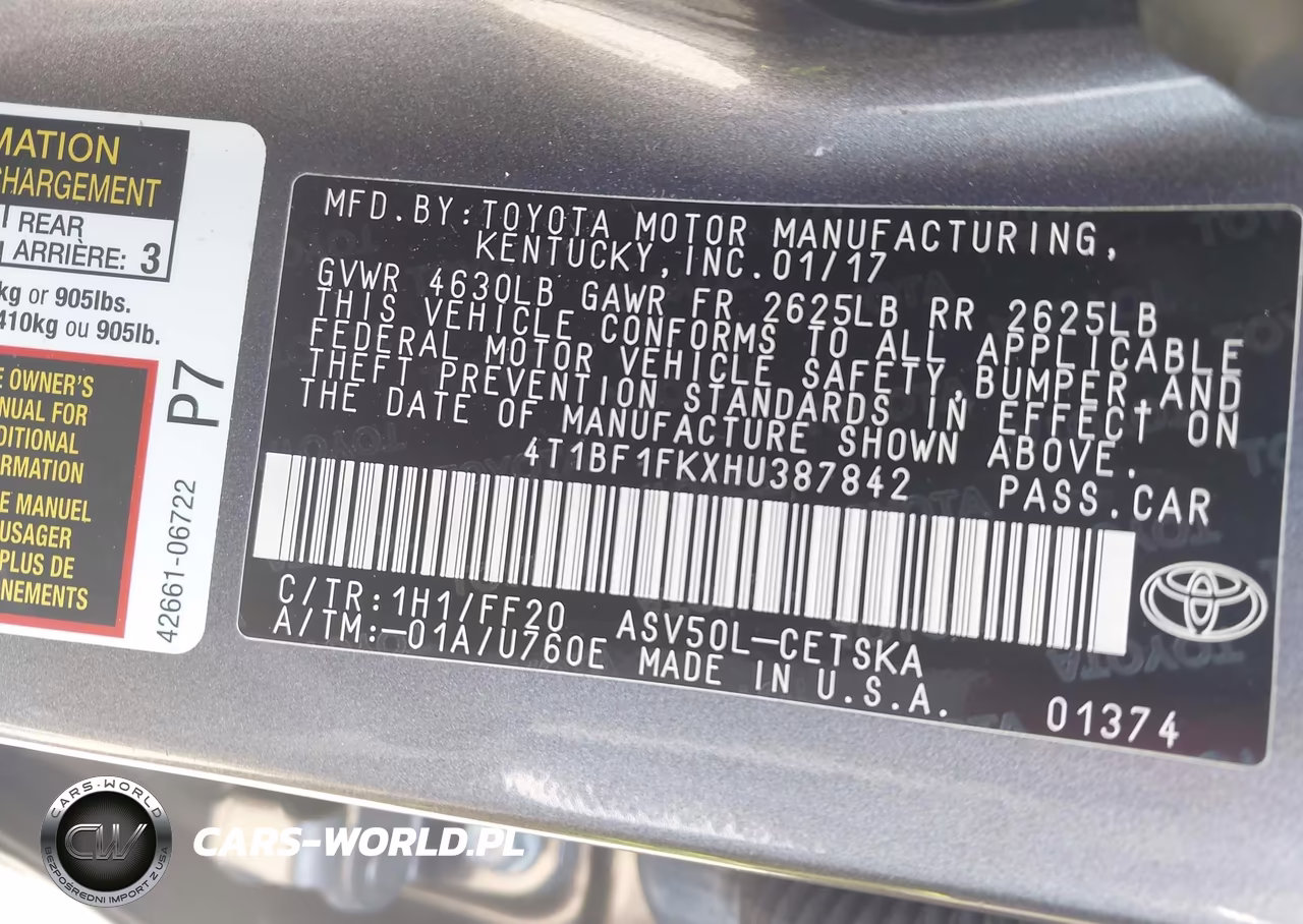 2017 Toyota Camry Se VIN:4T1BF1FKXHU387842 - 9