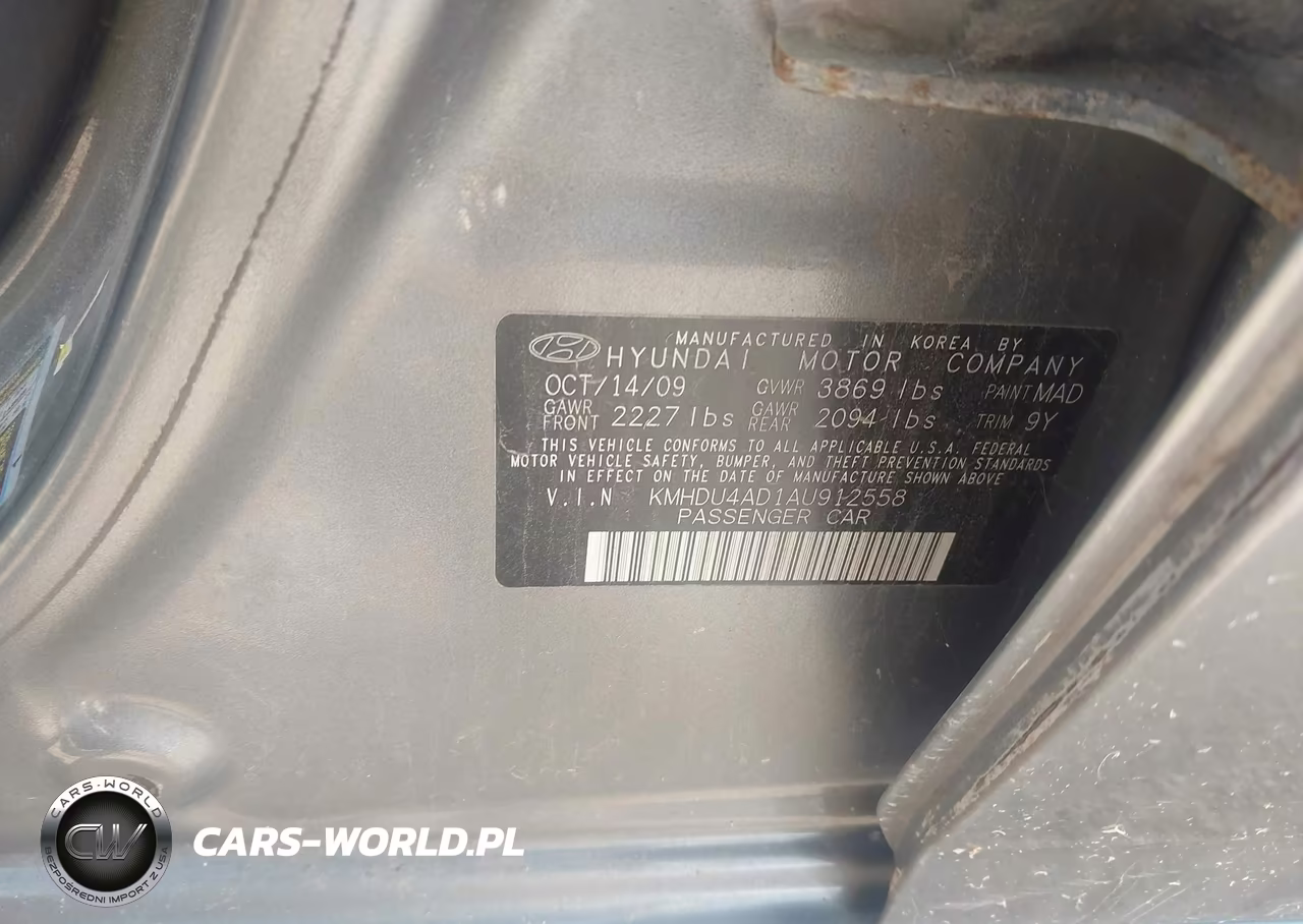 2010 Hyundai Elantra Gls VIN:KMHDU4AD1AU912558 - 9