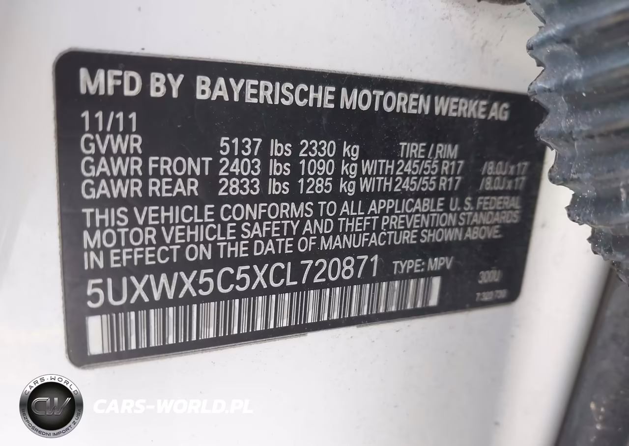 2012 BMW X3 xDrive28I VIN:5UXWX5C5XCL720871 - 9