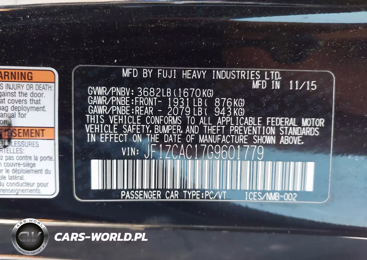 2016 Subaru Brz Limited VIN:JF1ZCAC17G9601779 - 9
