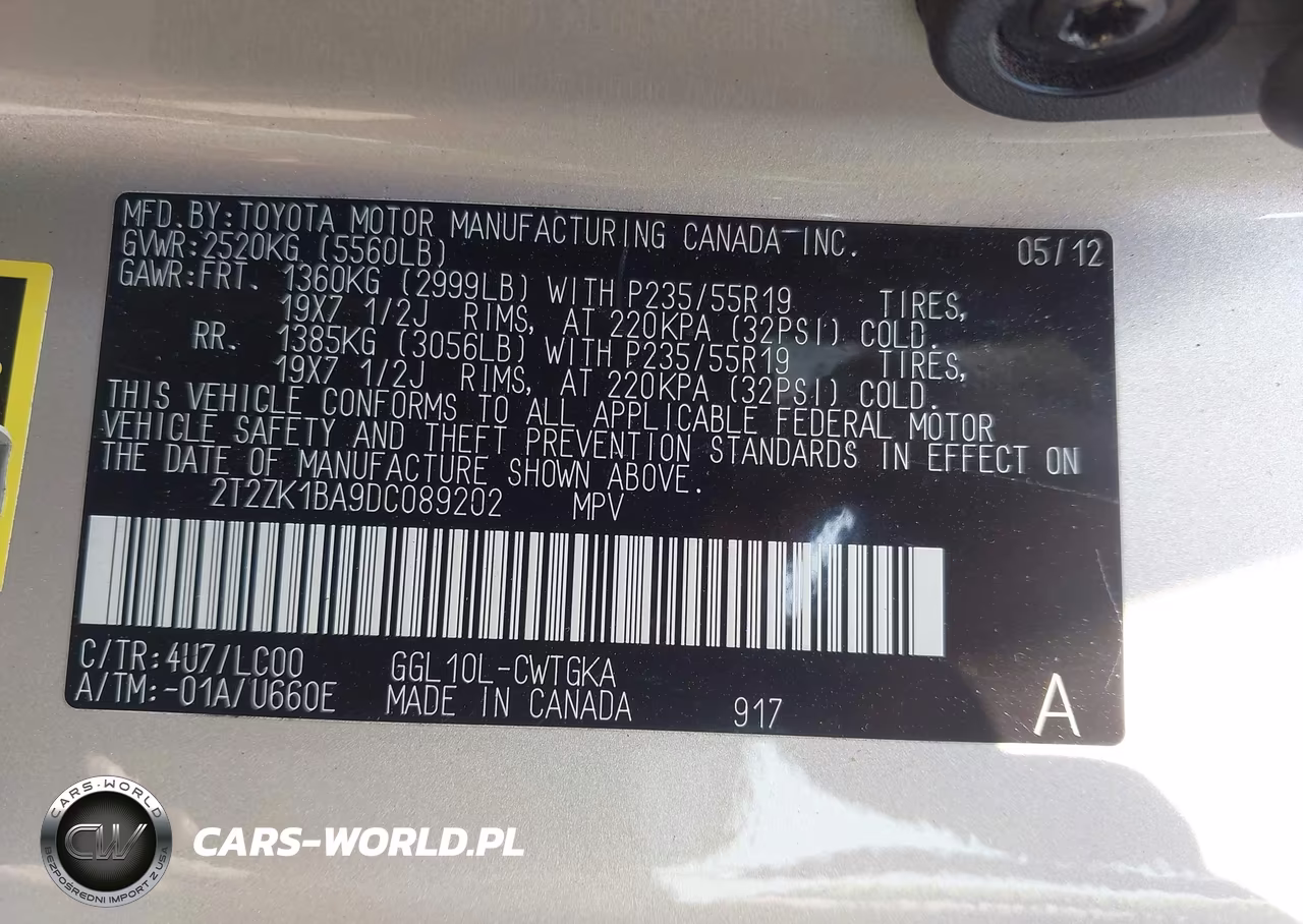 2013 Lexus Rx 350 VIN:2T2ZK1BA9DC089202 - 9