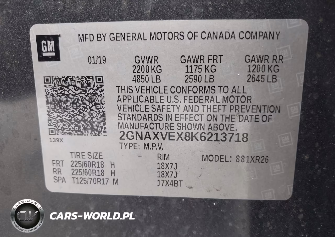 2019 Chevrolet Equinox Lt VIN:2GNAXVEX8K6213718 - 9