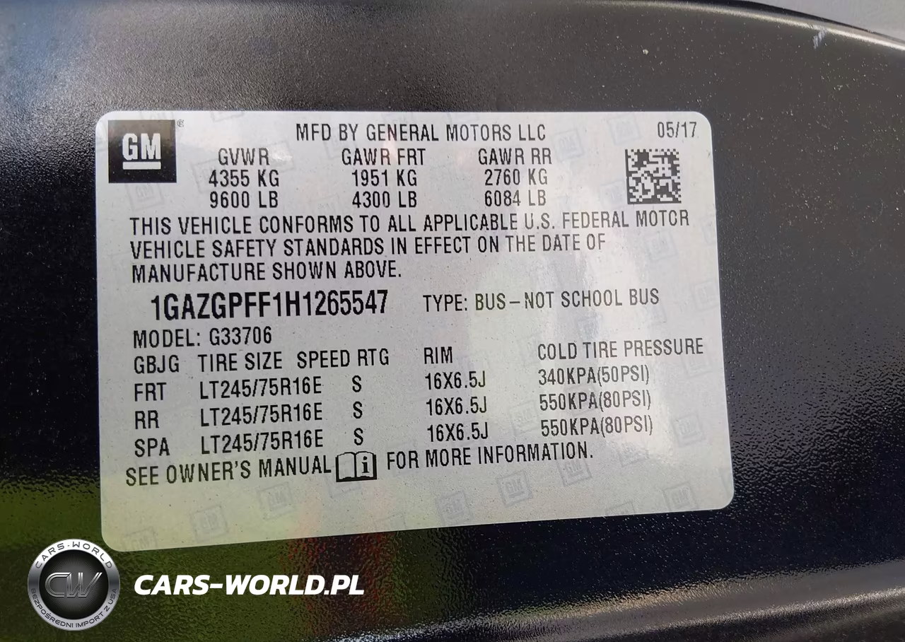 2017 Chevrolet Express 3500 Lt VIN:1GAZGPFF1H1265547 - 9