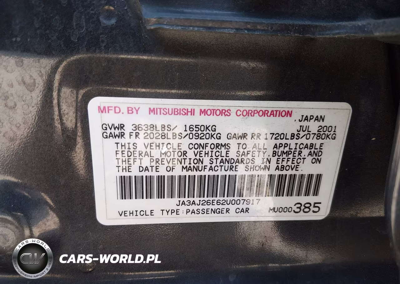 2002 Mitsubishi Lancer Es VIN:JA3AJ26E62U007917 - 9
