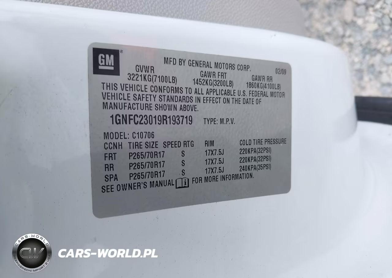 2009 Chevrolet Tahoe Lt2 VIN:1GNFC23019R193719 - 9