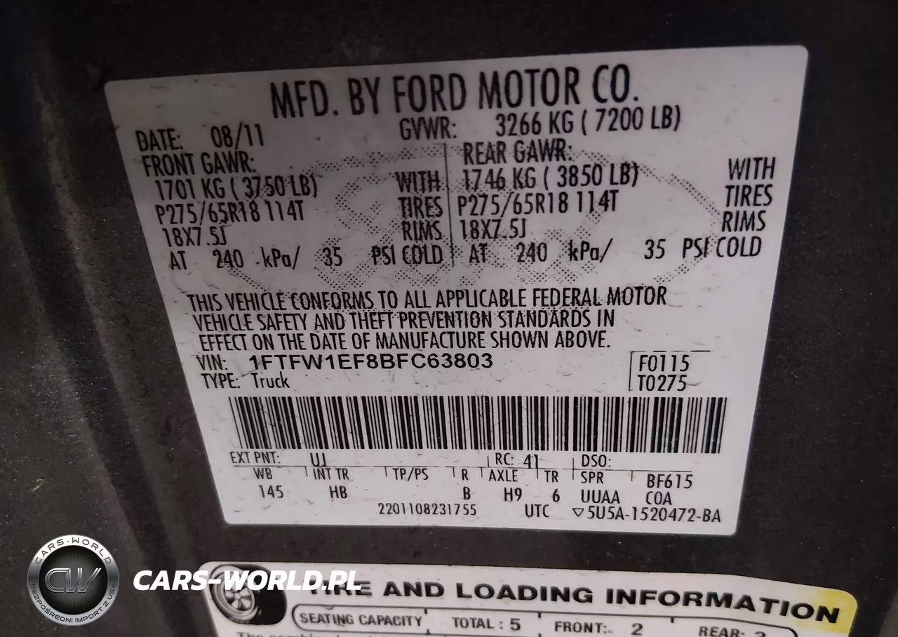 2011 Ford F-150 Lariat VIN:1FTFW1EF8BFC63803 - 9