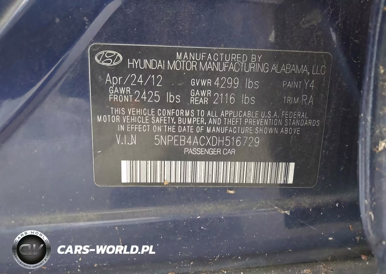 2013 Hyundai Sonata Gls VIN:5NPEB4ACXDH516729 - 9