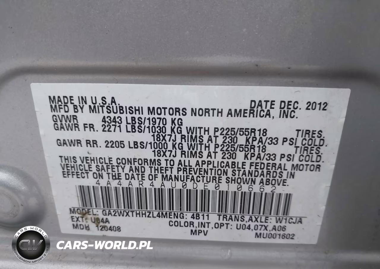 2013 Mitsubishi Outlander Sport Se VIN:4A4AR4AU0DE010662 - 9