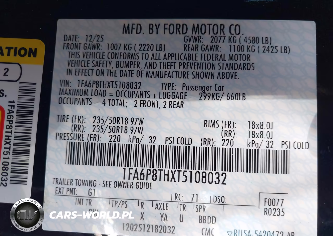 2026 Ford Mustang Ecoboost Fastback VIN:1FA6P8THXT5108032 - 9