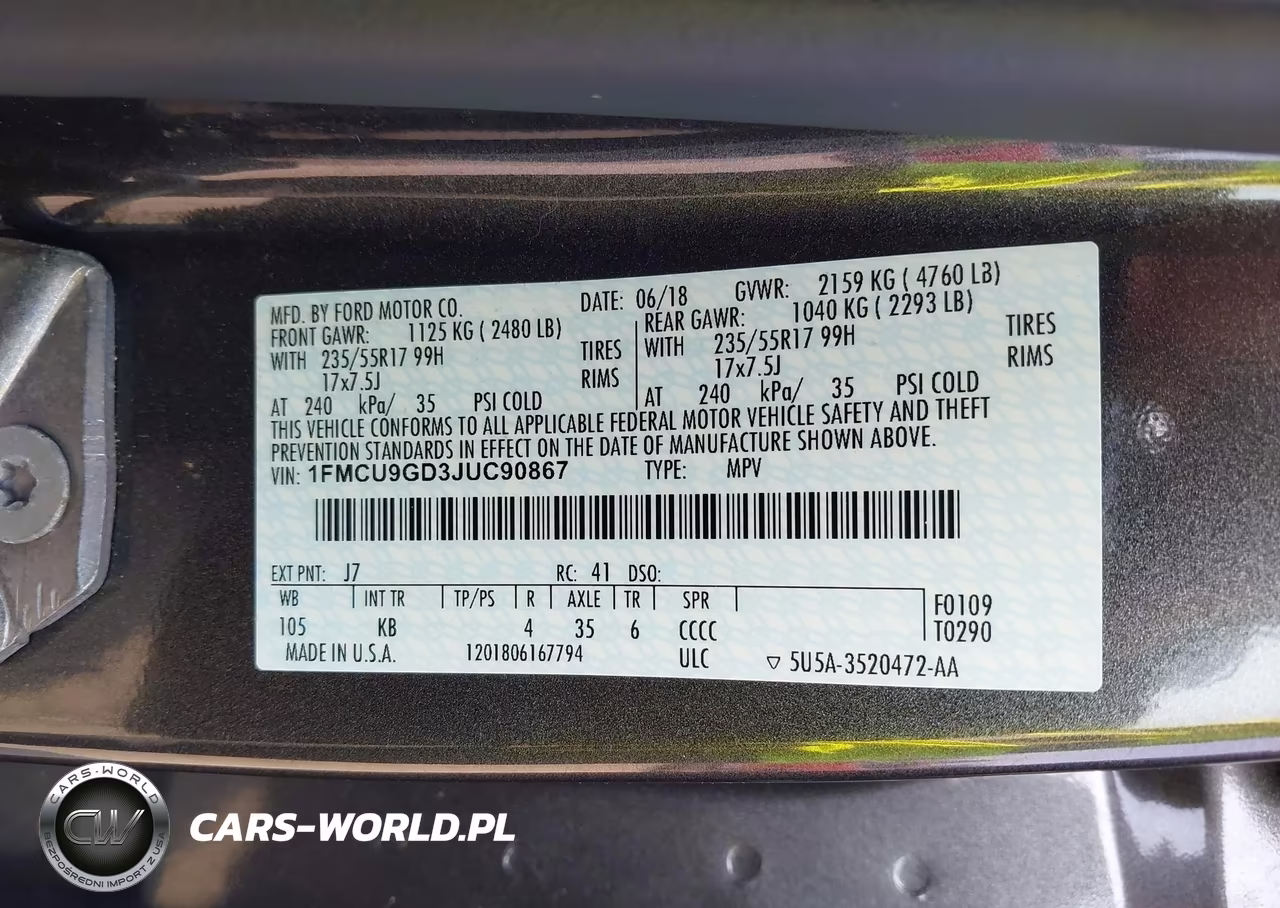 2018 Ford Escape Se VIN:1FMCU9GD3JUC90867 - 9