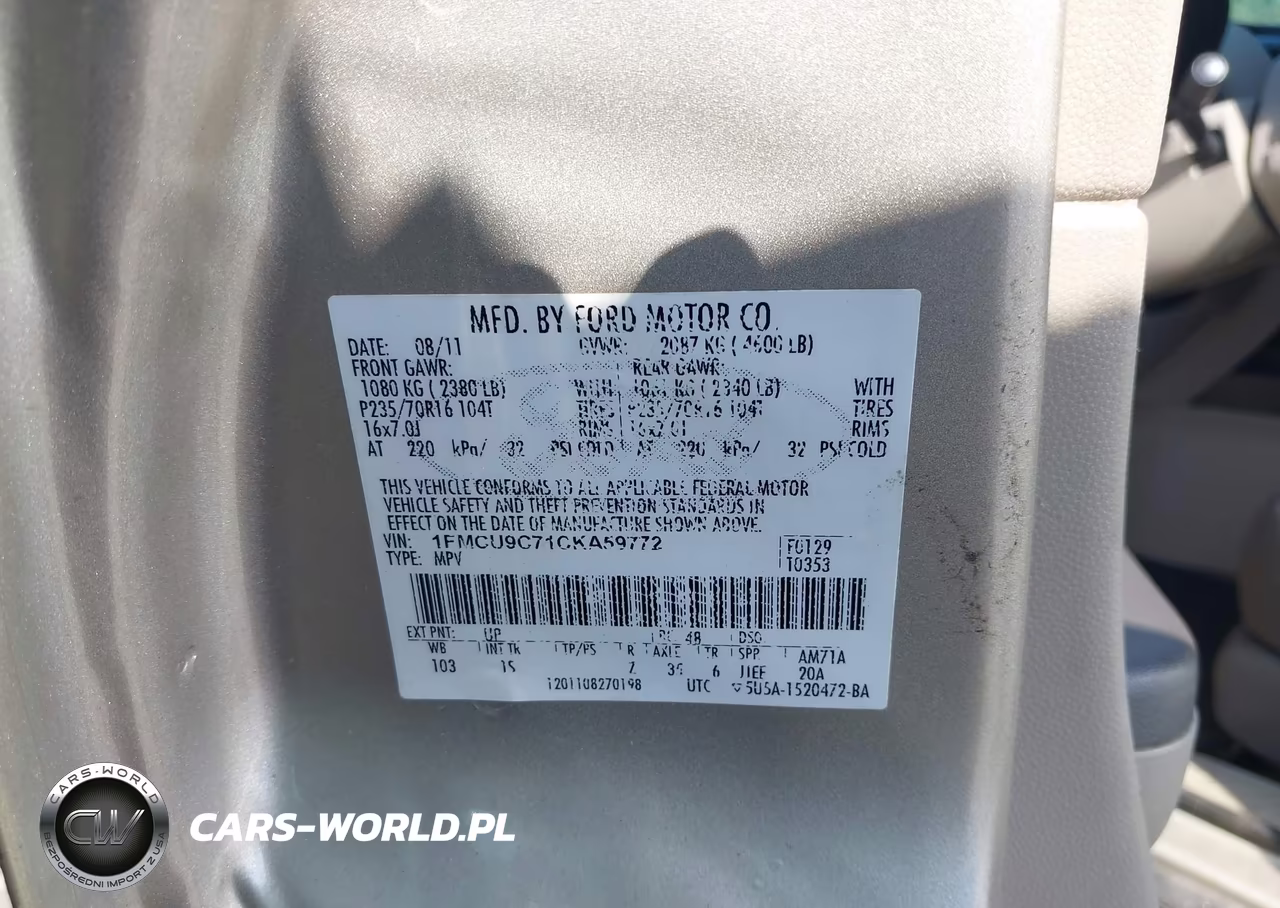 2012 Ford Escape Xls VIN:1FMCU9C71CKA59772 - 9