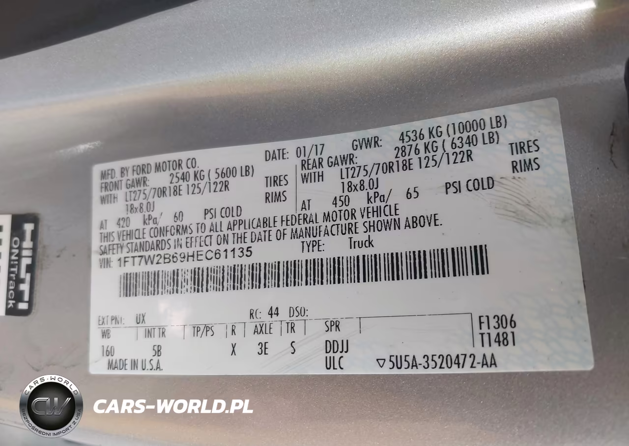 2017 Ford F-250 Lariat VIN:1FT7W2B69HEC61135 - 9