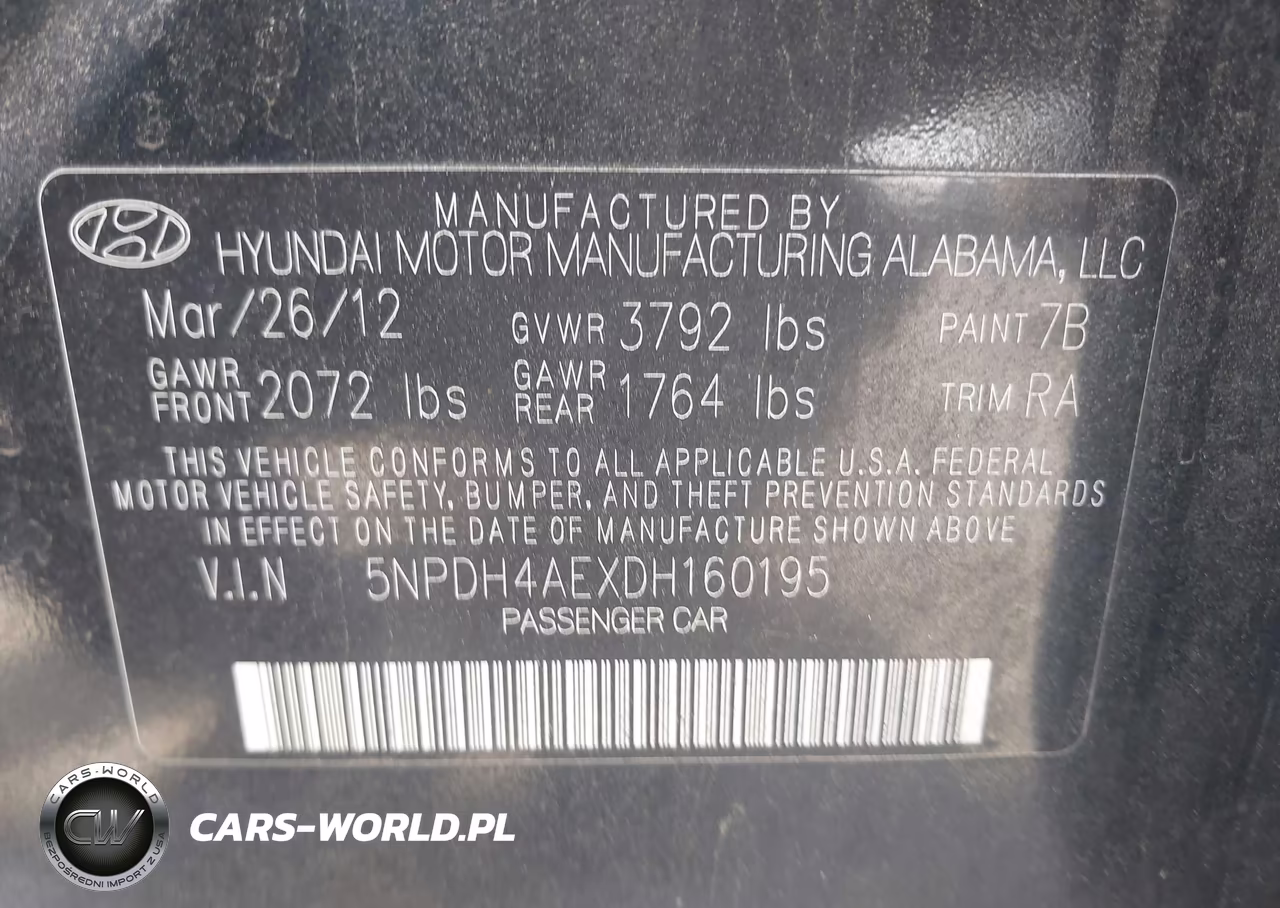 2013 Hyundai Elantra Gls VIN:5NPDH4AEXDH160195 - 9