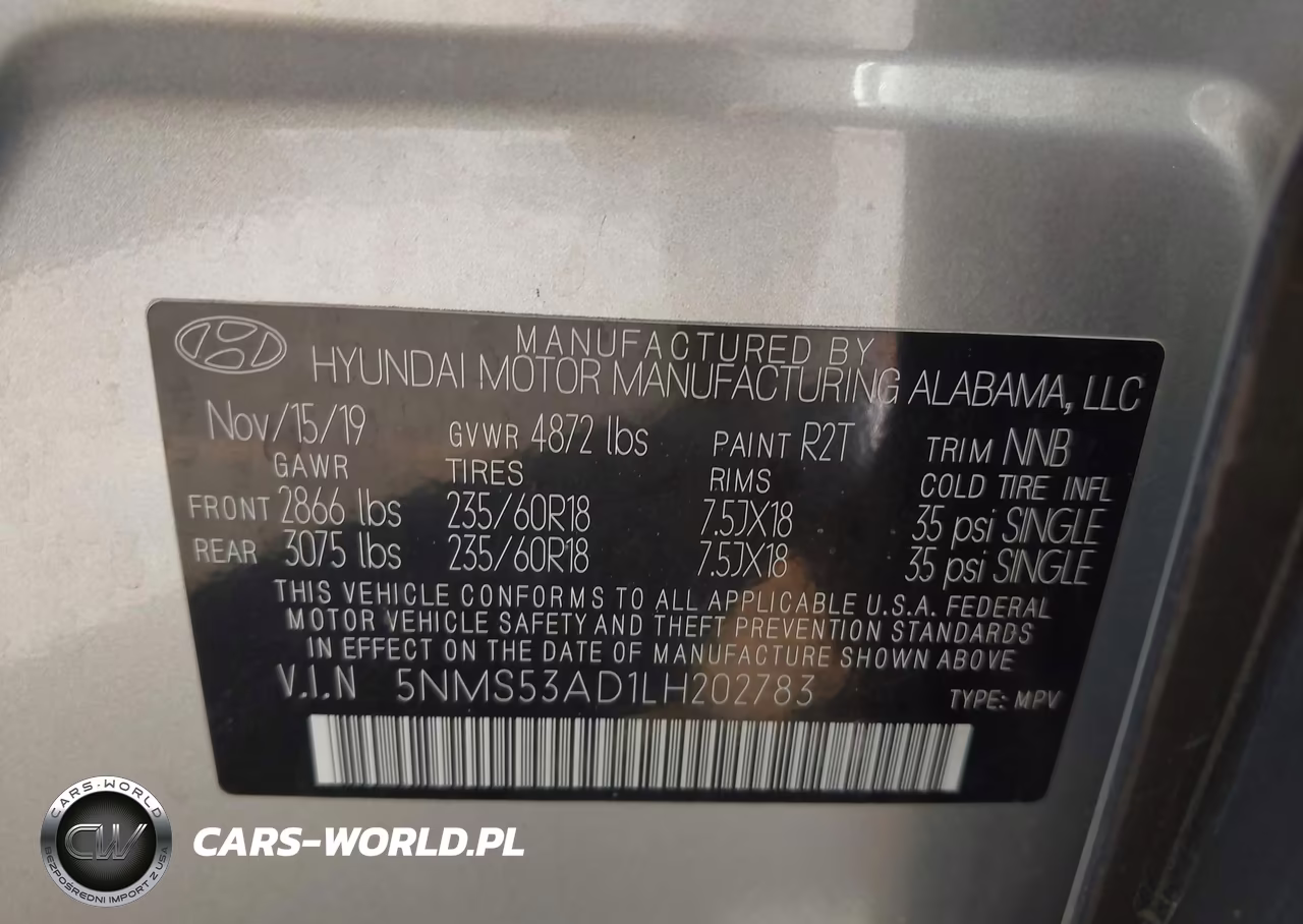 2020 Hyundai Santa Fe Limited VIN:5NMS53AD1LH202783 - 9
