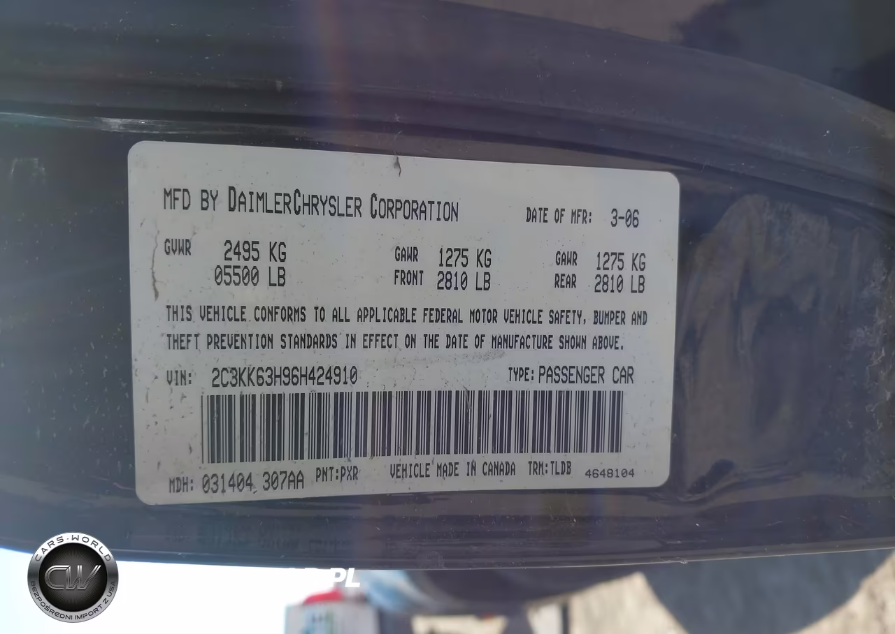2006 Chrysler 300C VIN:2C3KK63H96H424910 - 9