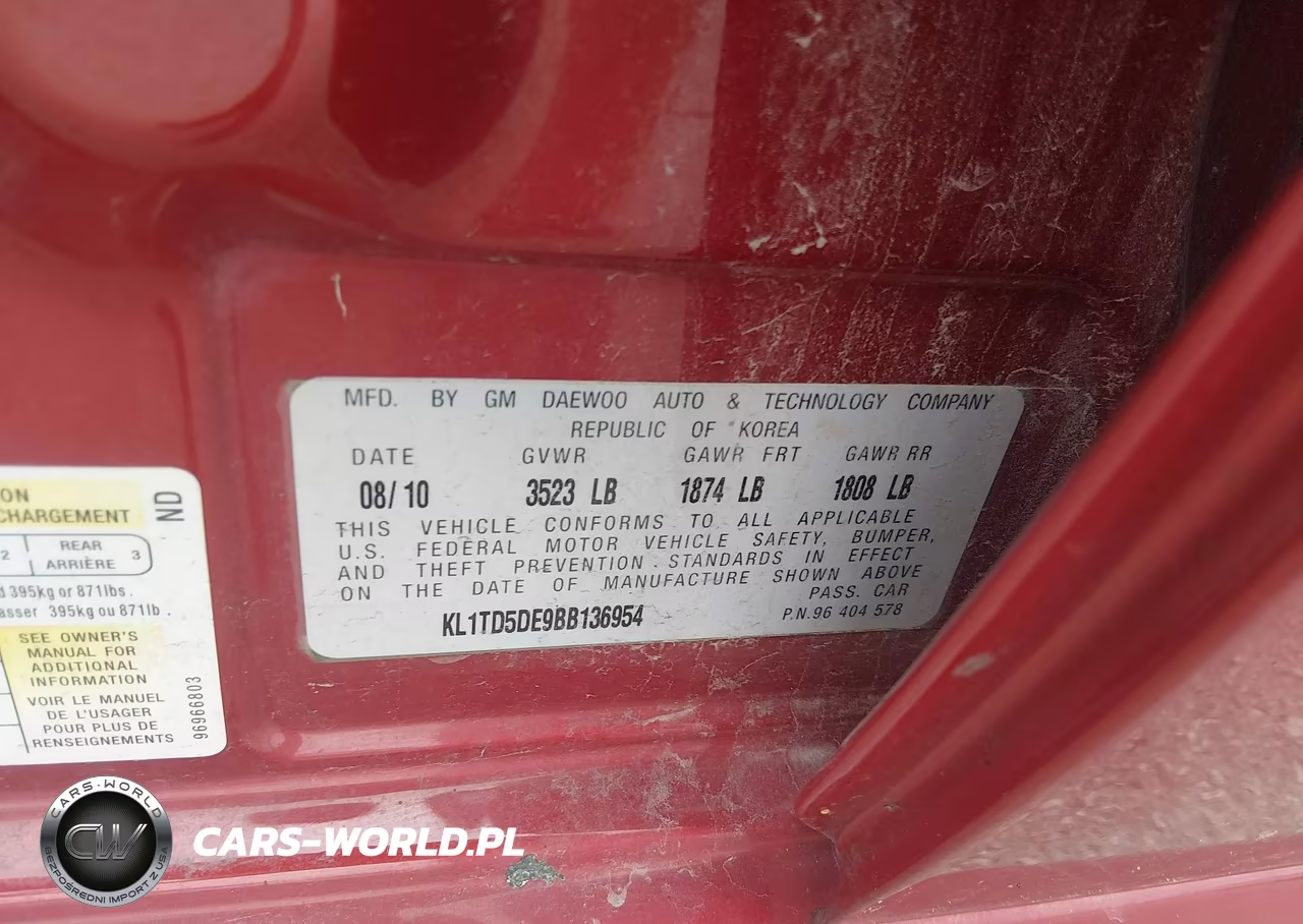 2011 Chevrolet Aveo 1Lt VIN:KL1TD5DE9BB136954 - 9