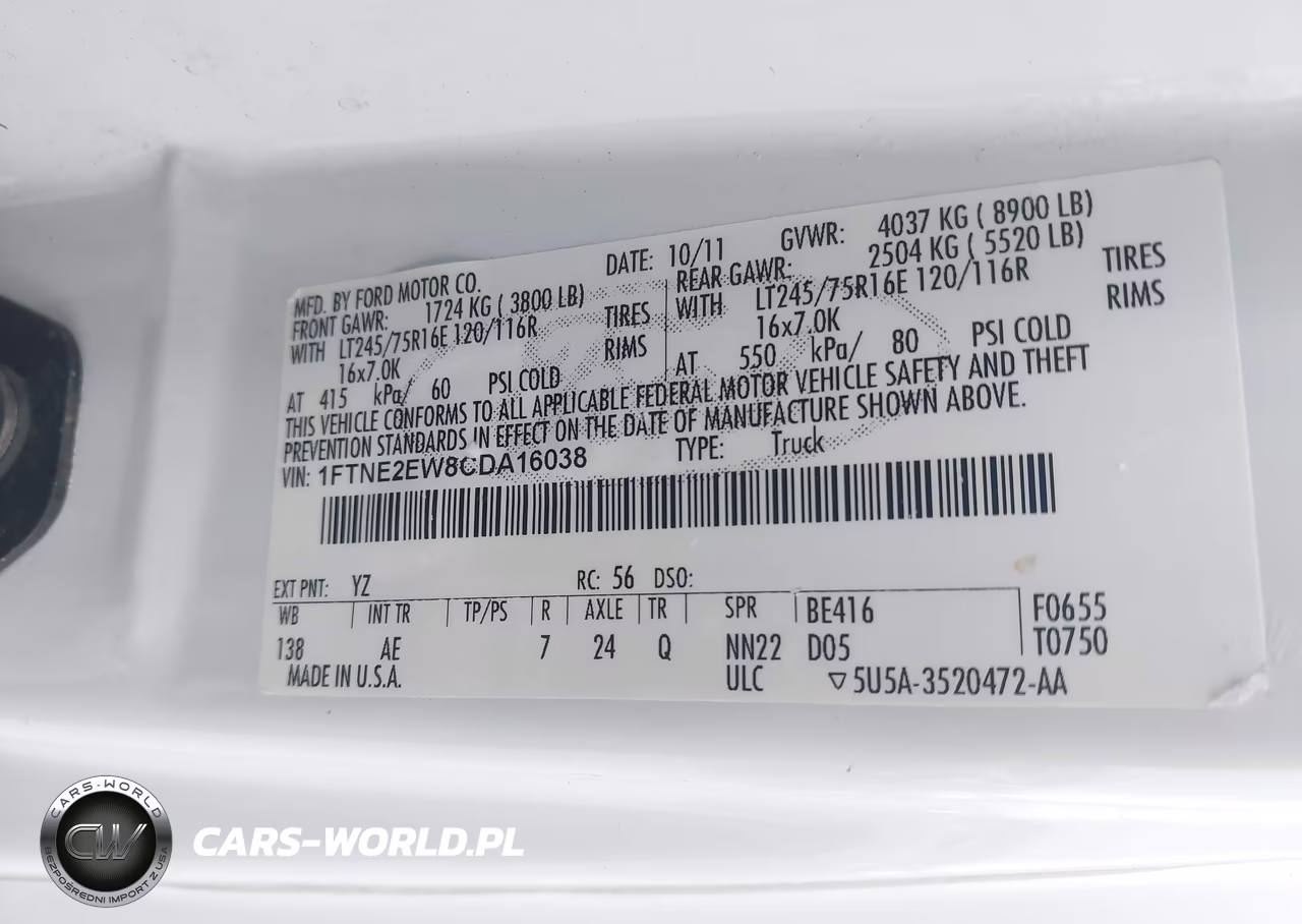 2012 Ford E-250 Commercial VIN:1FTNE2EW8CDA16038 - 9