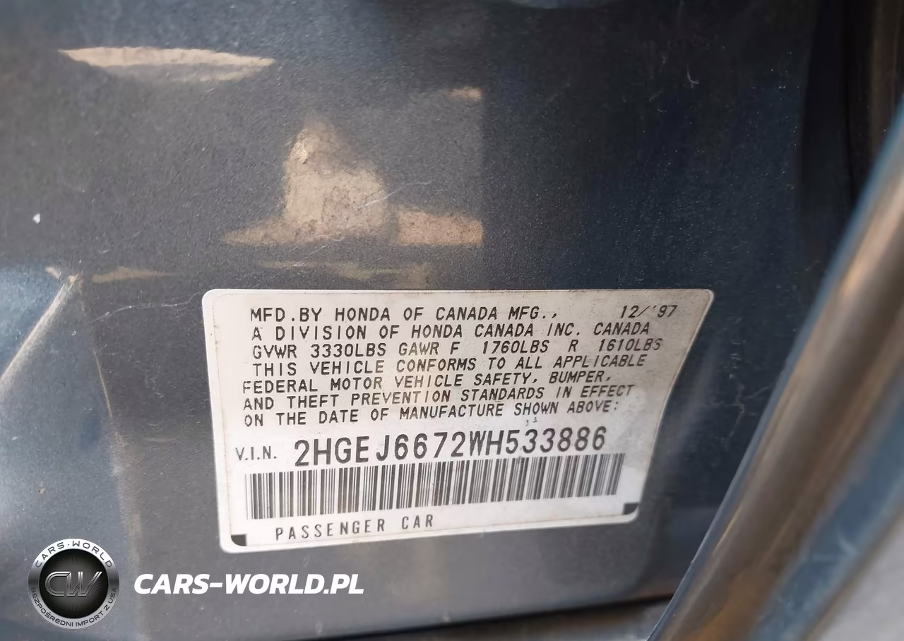 1998 Honda Civic Lx VIN:2HGEJ6672WH533886 - 9