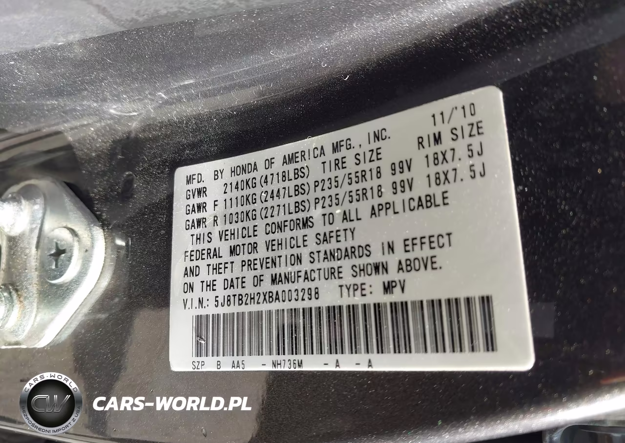 2011 Acura Rdx VIN:5J8TB2H2XBA003298 - 9