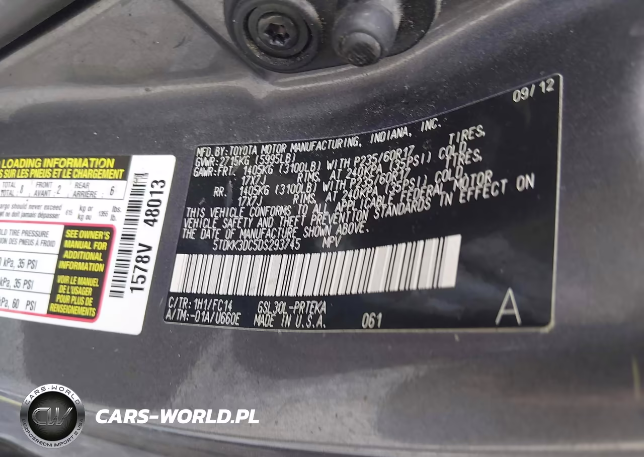 2013 Toyota Sienna Le V6 8 Passenger VIN:5TDKK3DC5DS293745 - 9