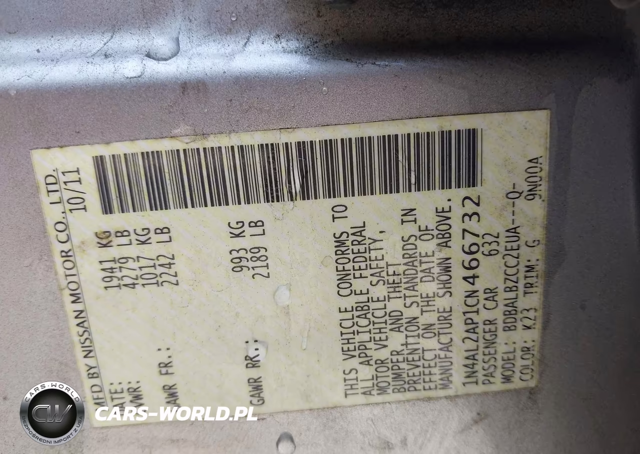 2012 Nissan Altima 2.5 S VIN:1N4AL2AP1CN466732 - 9