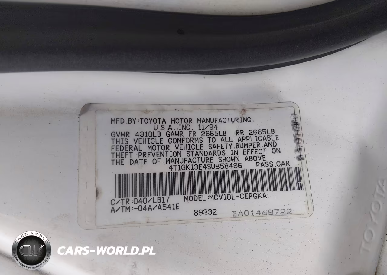 1995 Toyota Camry Xle VIN:4T1GK13E4SU858486 - 9