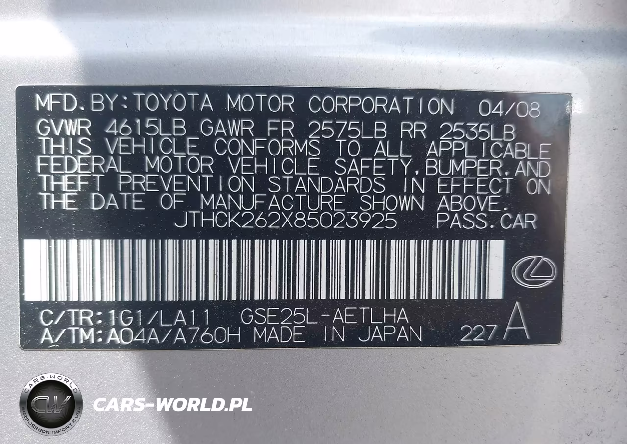 2008 Lexus Is 250 VIN:JTHCK262X85023925 - 9