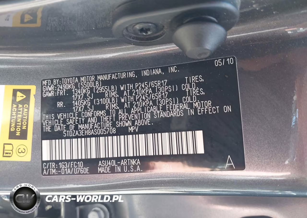 2010 Toyota Highlander VIN:5TDZA3EH8AS005708 - 9
