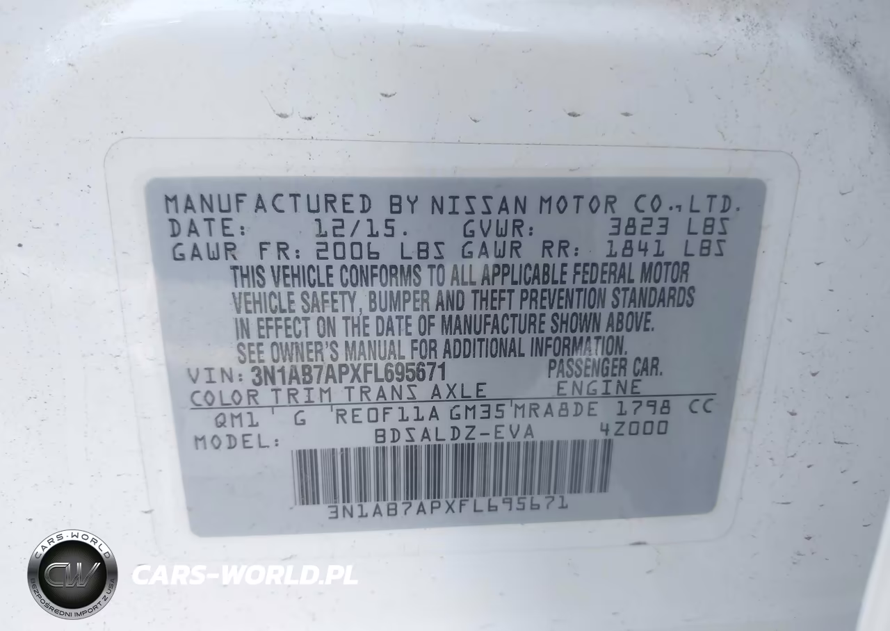 2015 Nissan Sentra Sv VIN:3N1AB7APXFL695671 - 9