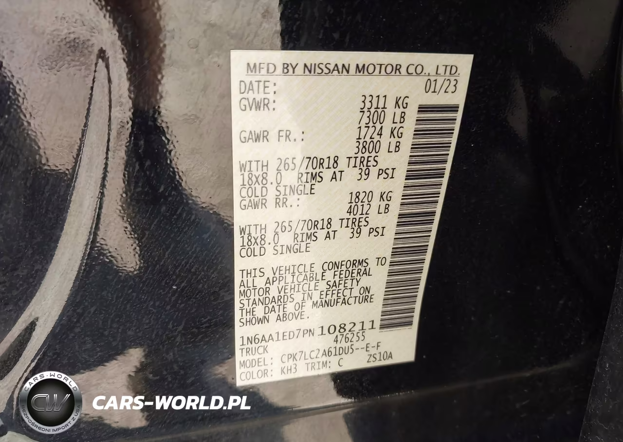 2023 Nissan Titan Sv 4X4 VIN:1N6AA1ED7PN108211 - 9