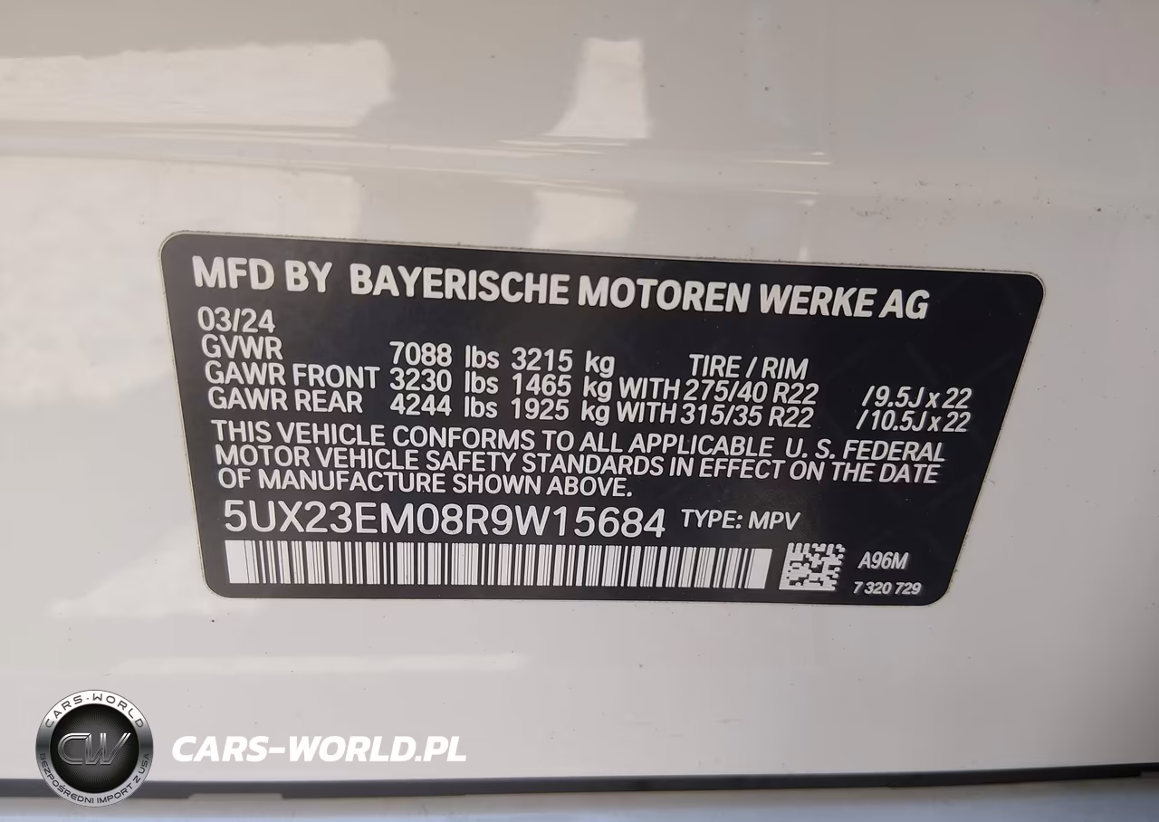 2024 BMW X7 xDrive40I VIN:5UX23EM08R9W15684 - 9