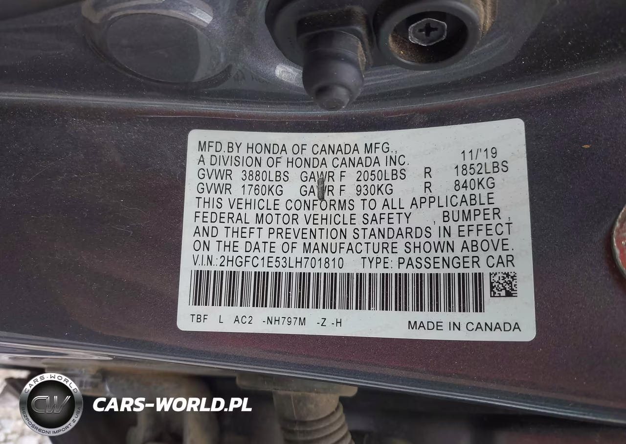 2020 Honda Civic Si Sedan VIN:2HGFC1E53LH701810 - 9