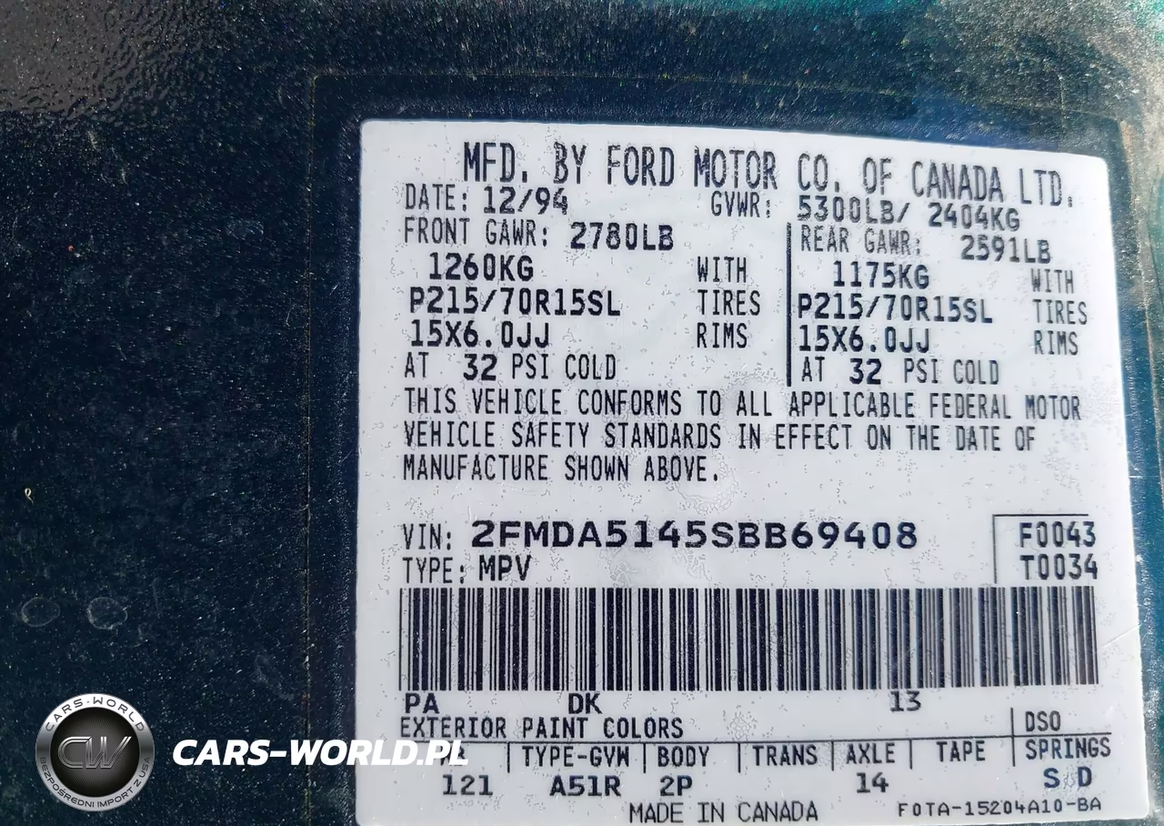 1995 Ford Windstar Wagon VIN:2FMDA5145SBB69408 - 9