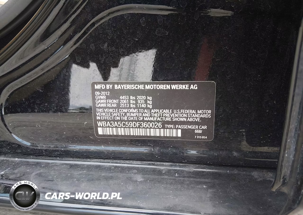 2013 BMW 328I VIN:WBA3A5C59DF360026 - 9