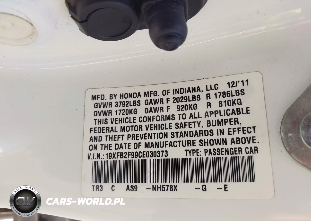 2012 Honda Civic Ex-L VIN:19XFB2F99CE030373 - 9
