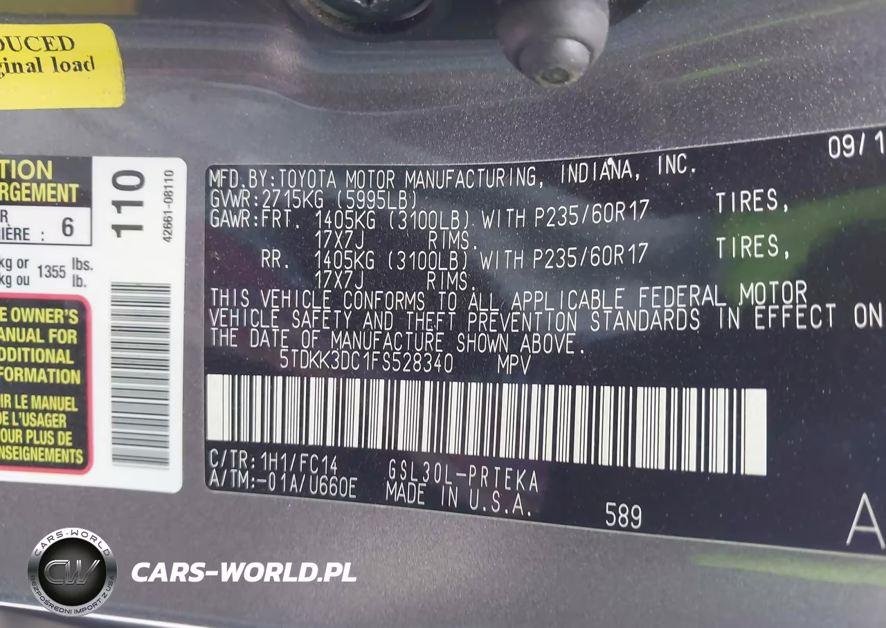2015 Toyota Sienna Le 8 Passenger VIN:5TDKK3DC1FS528340 - 9
