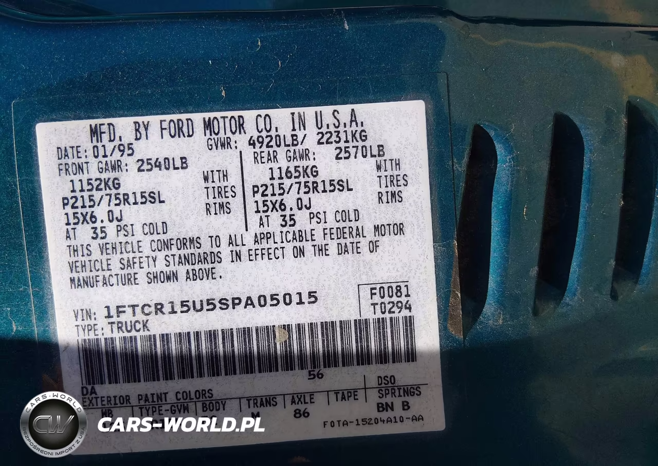 1995 Ford Ranger Super Cab VIN:1FTCR15U5SPA05015 - 9
