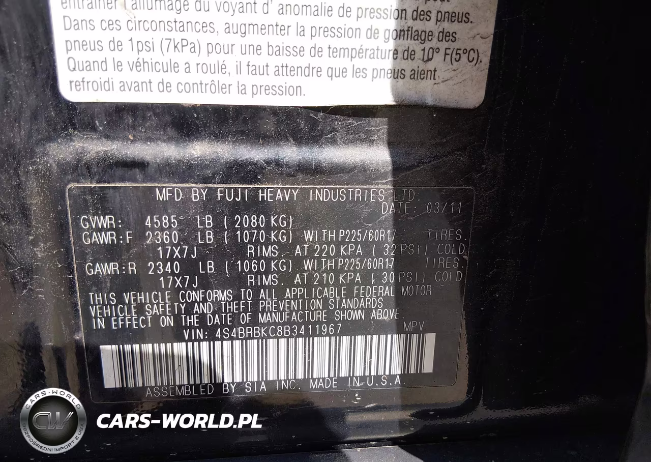 2011 Subaru Outback 2.5I Limited VIN:4S4BRBKC8B3411967 - 9