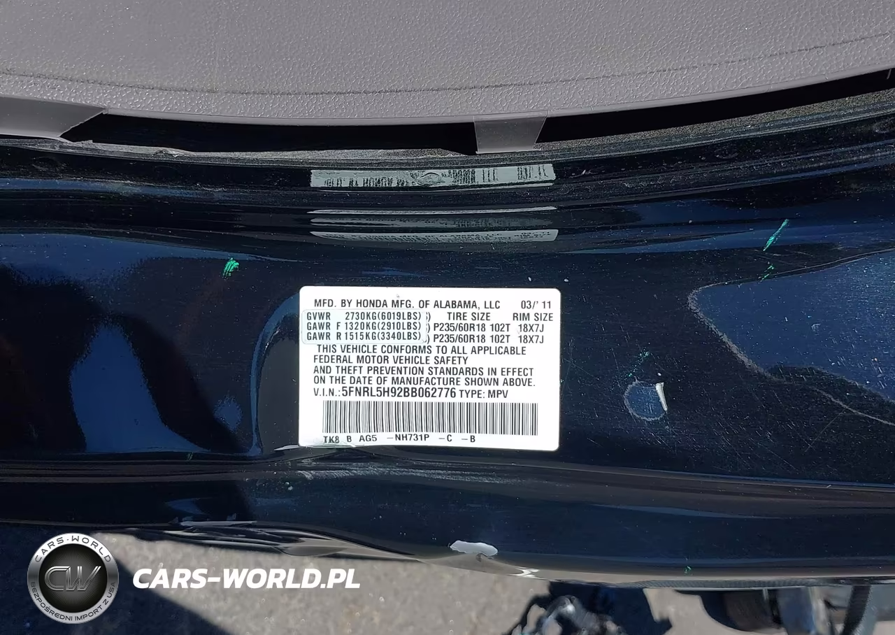 2011 Honda Odyssey Touring-Touring Elite VIN:5FNRL5H92BB062776 - 9