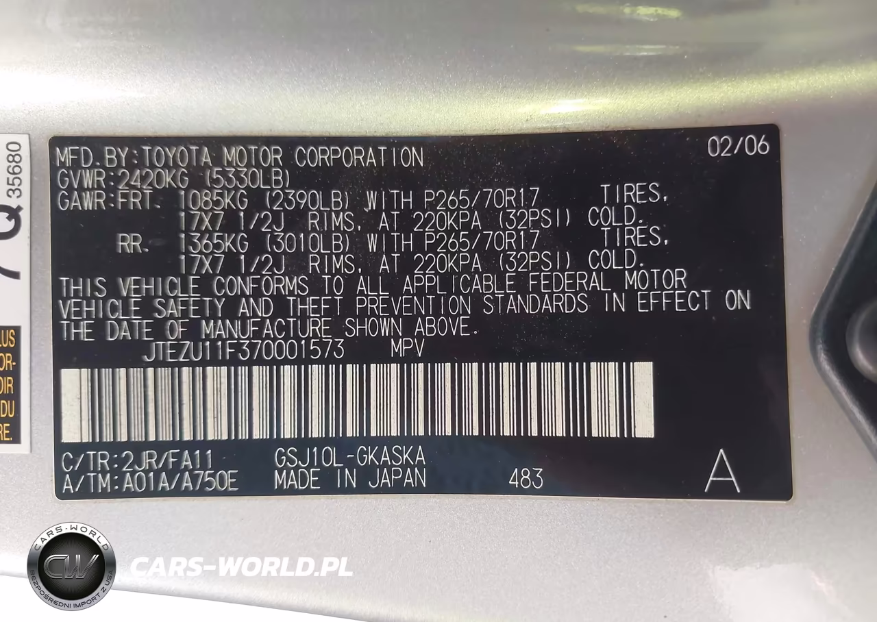 2007 Toyota Fj Cruiser VIN:JTEZU11F370001573 - 9