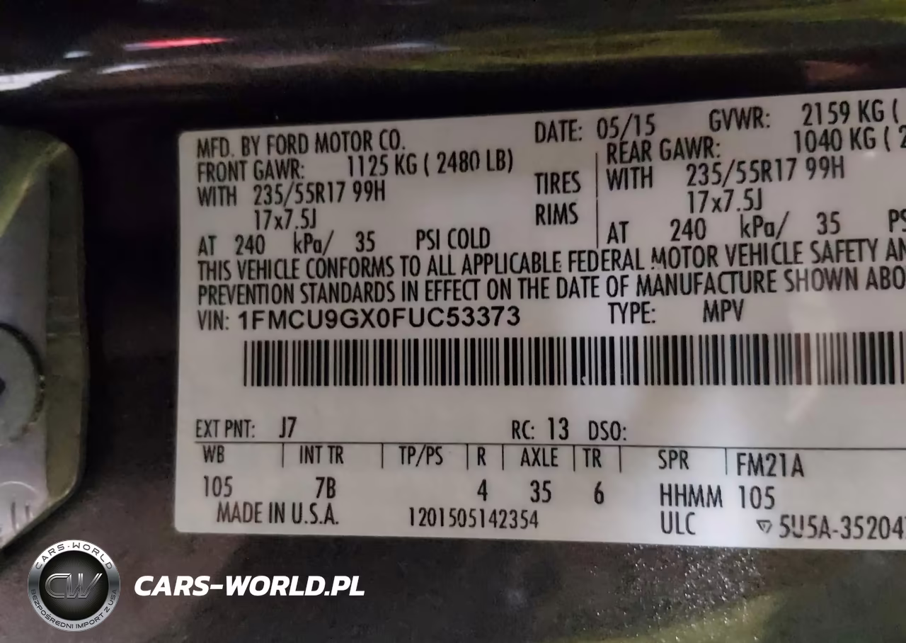 2015 Ford Escape Se VIN:1FMCU9GX0FUC53373 - 9
