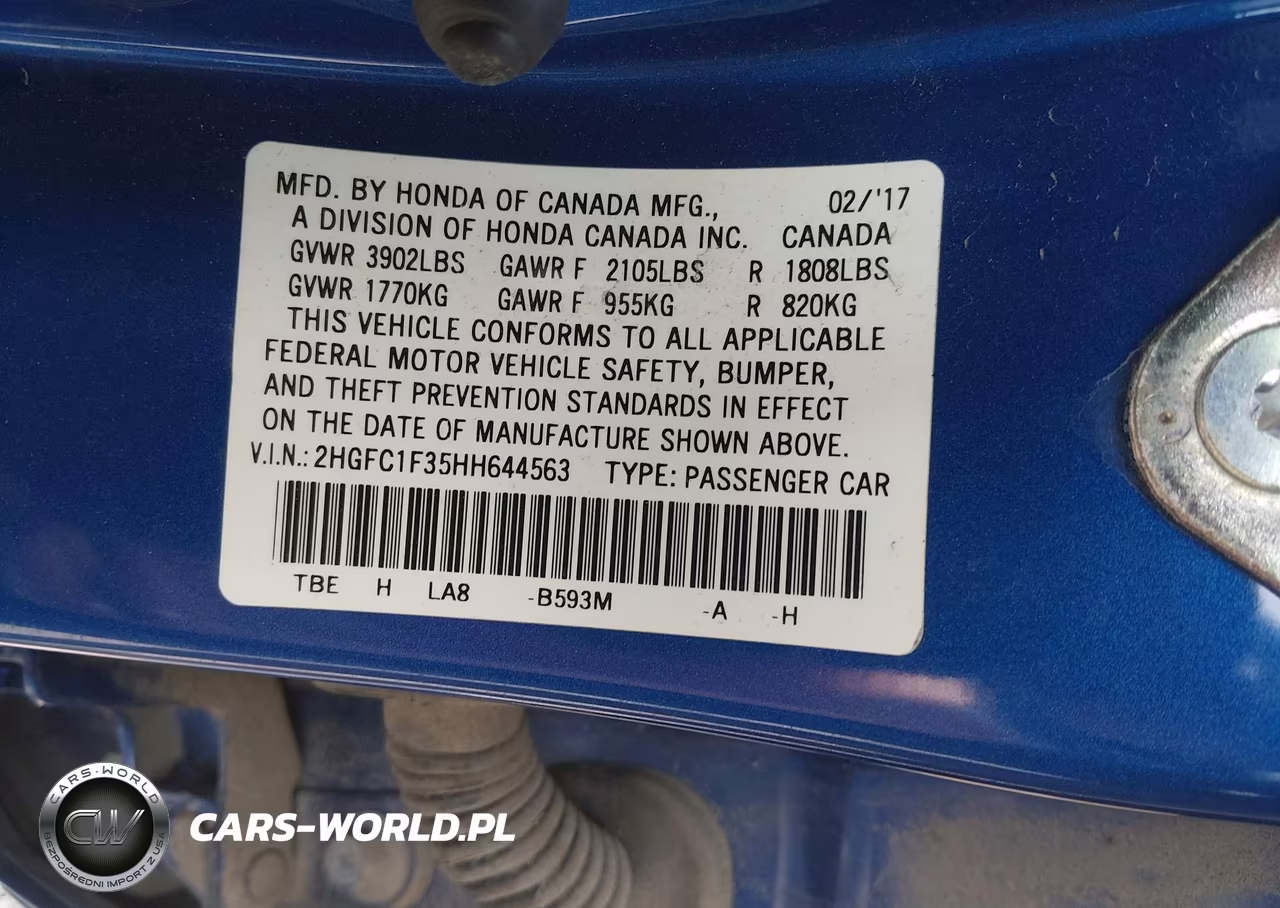 2017 Honda Civic Ex-T VIN:2HGFC1F35HH644563 - 9
