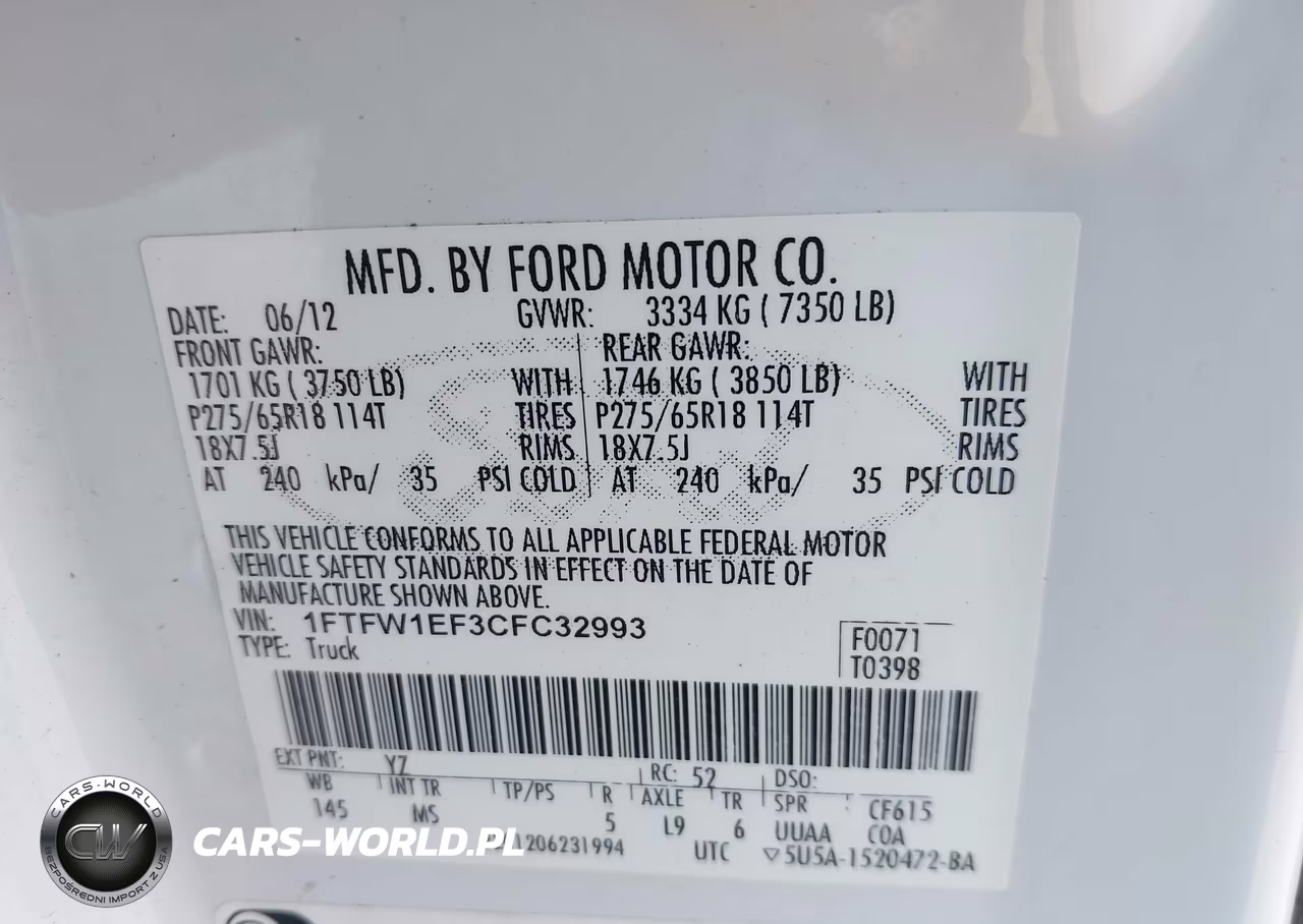 2012 Ford F-150 Xlt VIN:1FTFW1EF3CFC32993 - 9