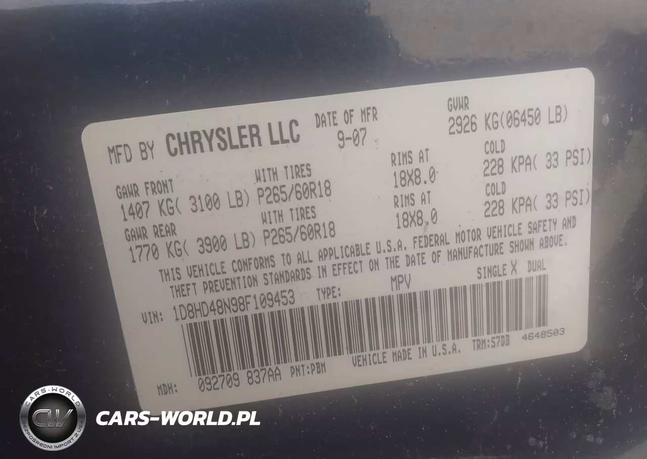 2008 Dodge Durango Slt VIN:1D8HD48N98F109453 - 9