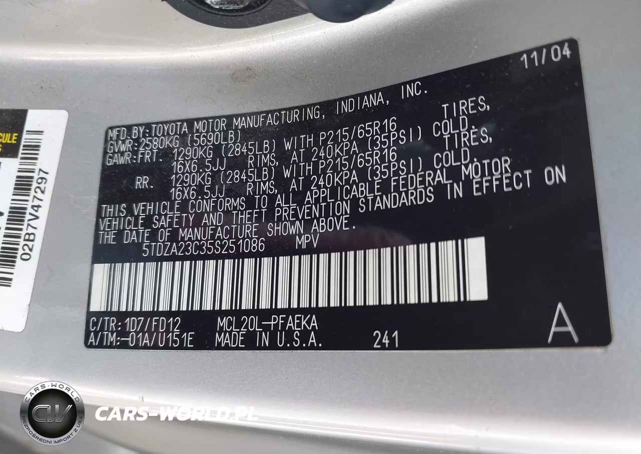 2005 Toyota Sienna Ce VIN:5TDZA23C35S251086 - 9