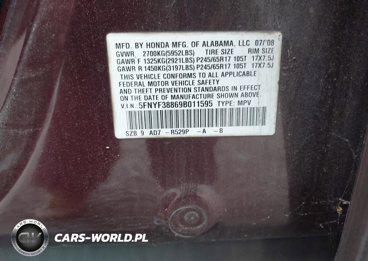 2009 Honda Pilot Touring VIN:5FNYF38869B011595 - 9