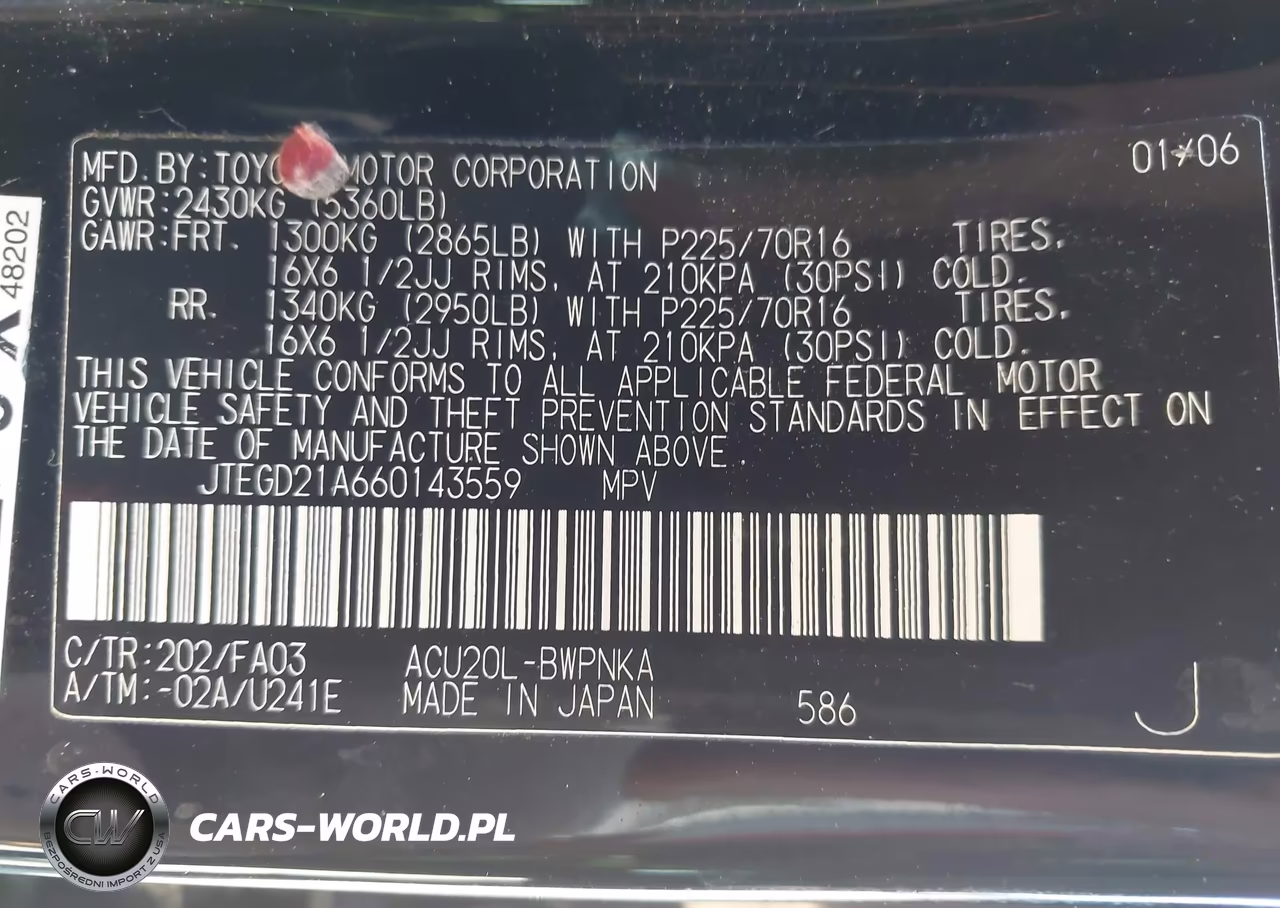 2006 Toyota Highlander VIN:JTEGD21A660143559 - 9