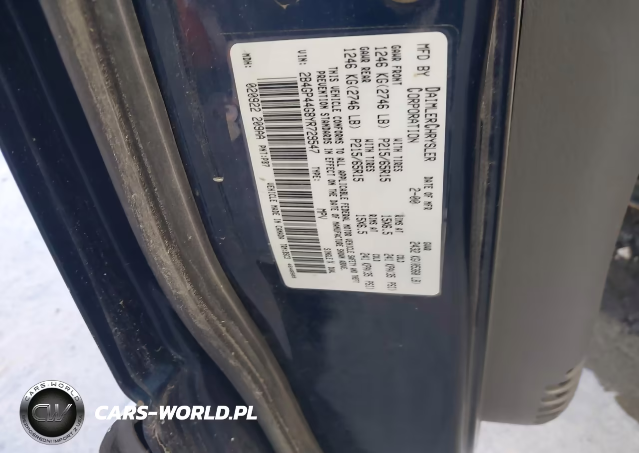 2000 Dodge Grand Caravan Se-Sport VIN:2B4GP44G8YR729547 - 9